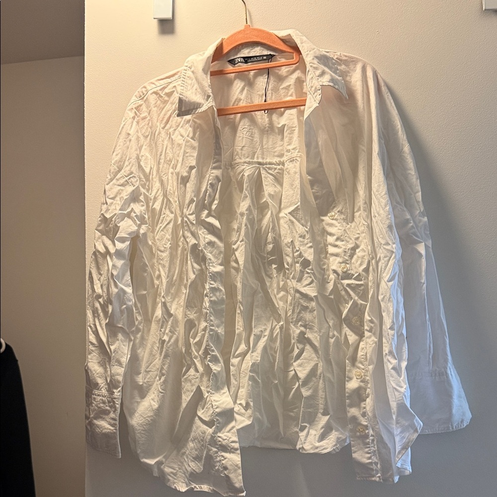 Zara Crisp White Collared Shirt